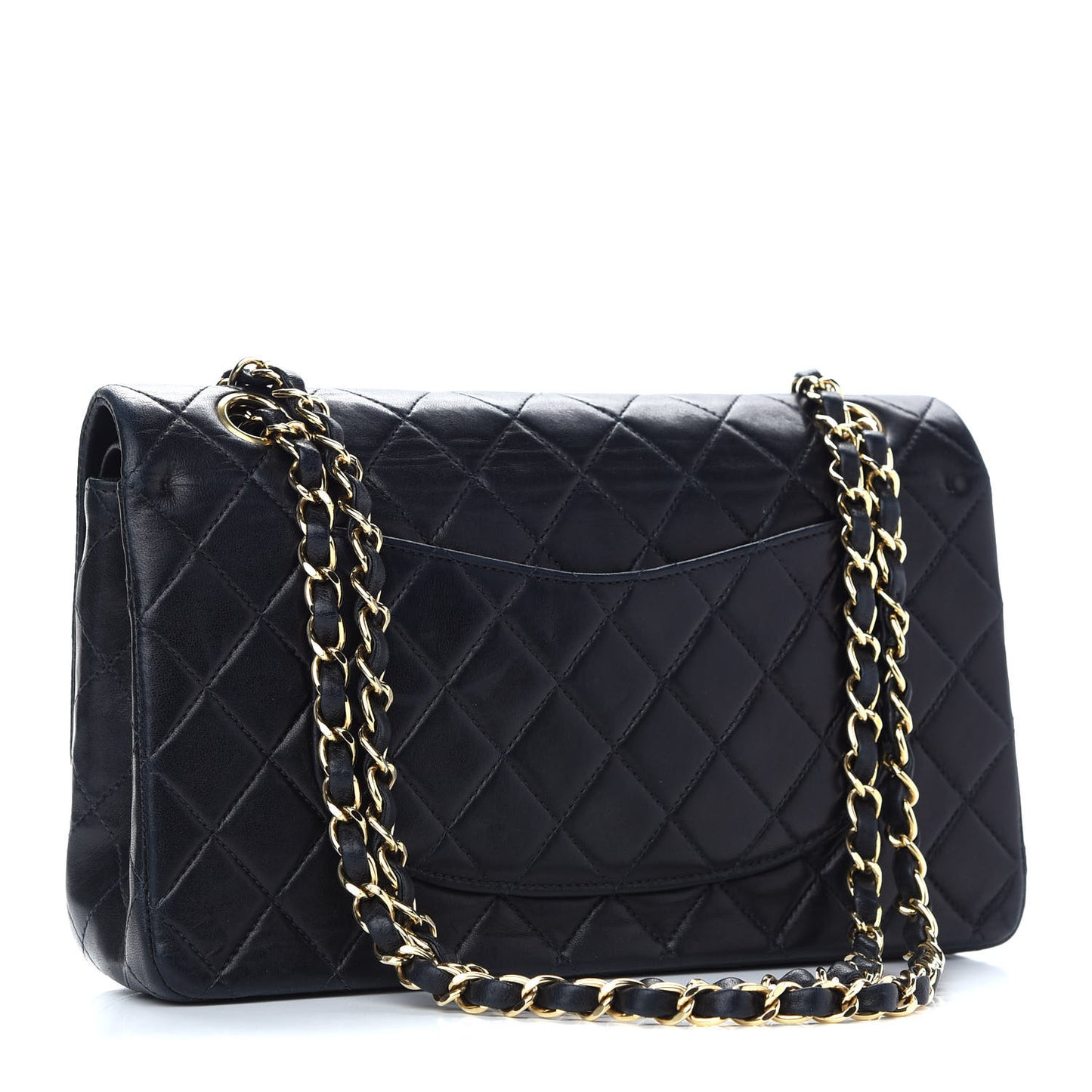 Lambskin Quilted Medium Double Flap Black