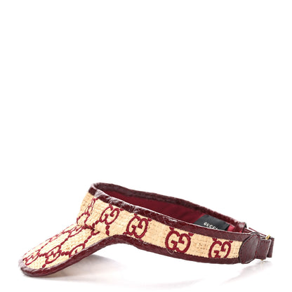 Gucci Raffia Elaphe GG Monogram Embroidered Afraa Visor M Ivory Bordeaux 5 of 7