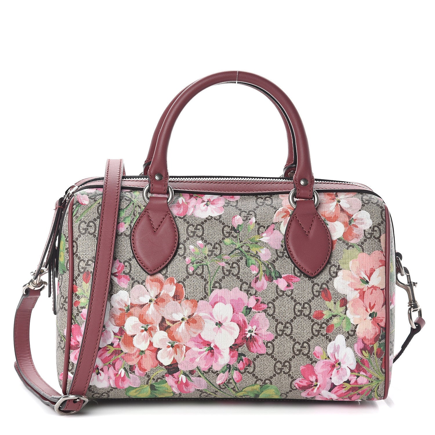 Gucci GG Supreme Monogram Blooms Small Boston Beige Multicolor Dry Rose 1 of 8