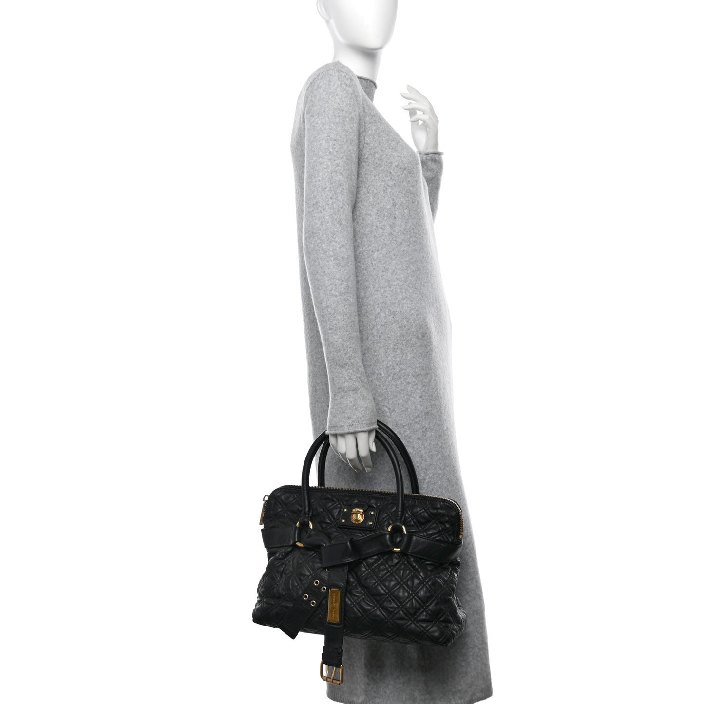 Calfskin Quilted Bruna Tote Black