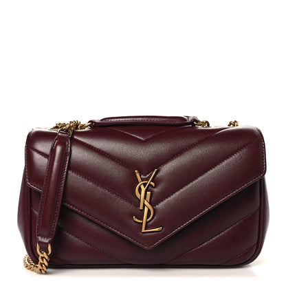 Saint Laurent Lambskin Chevron Quilted Small Loulou Rouge Cabernet 1 of 11