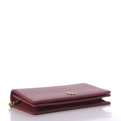 Gucci Dollar Calfskin Mini GG Marmont Chain Wallet Hibiscus Red 4 of 9