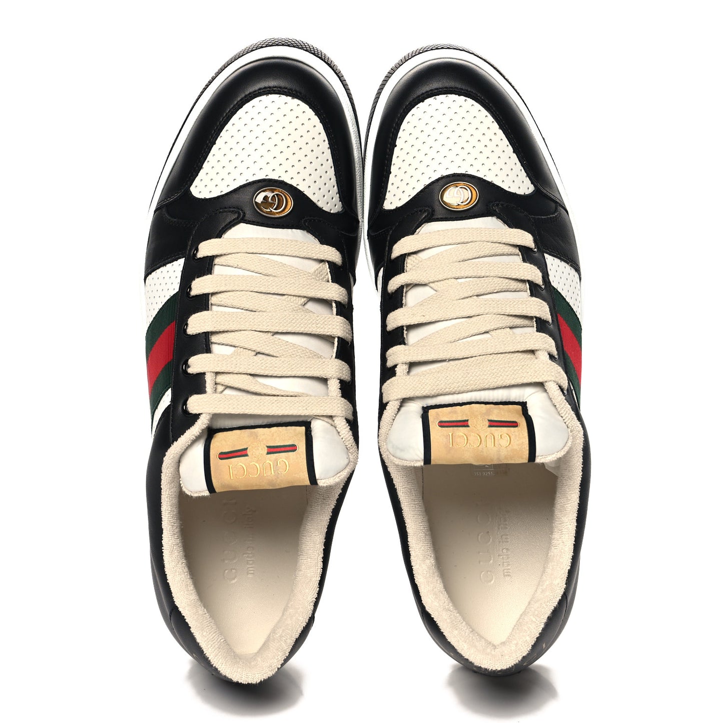 Calfskin Web Mens Screener Sneakers 11 Black White