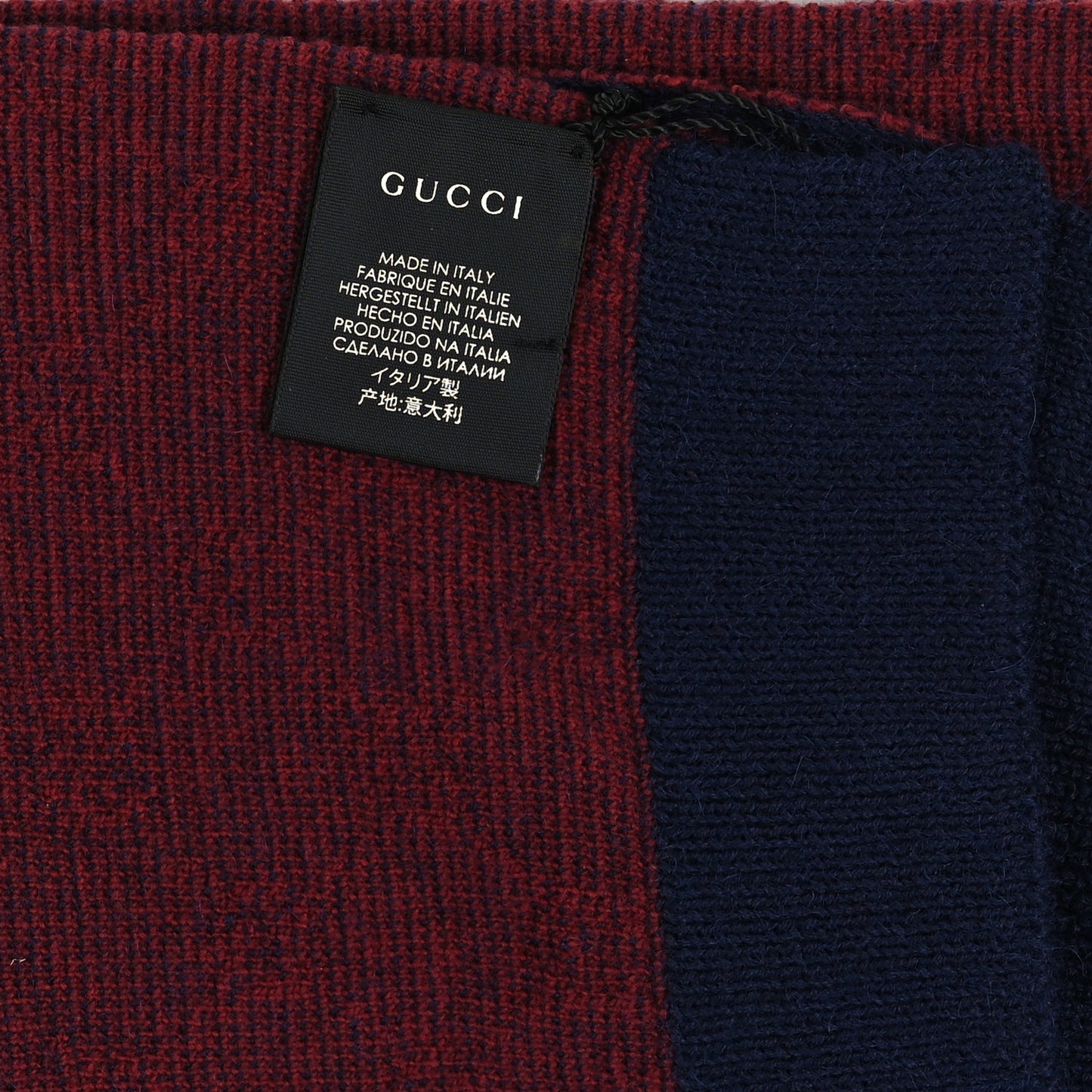 Alpaca Wool Knit GG Monogram Hog Scarf Navy Red