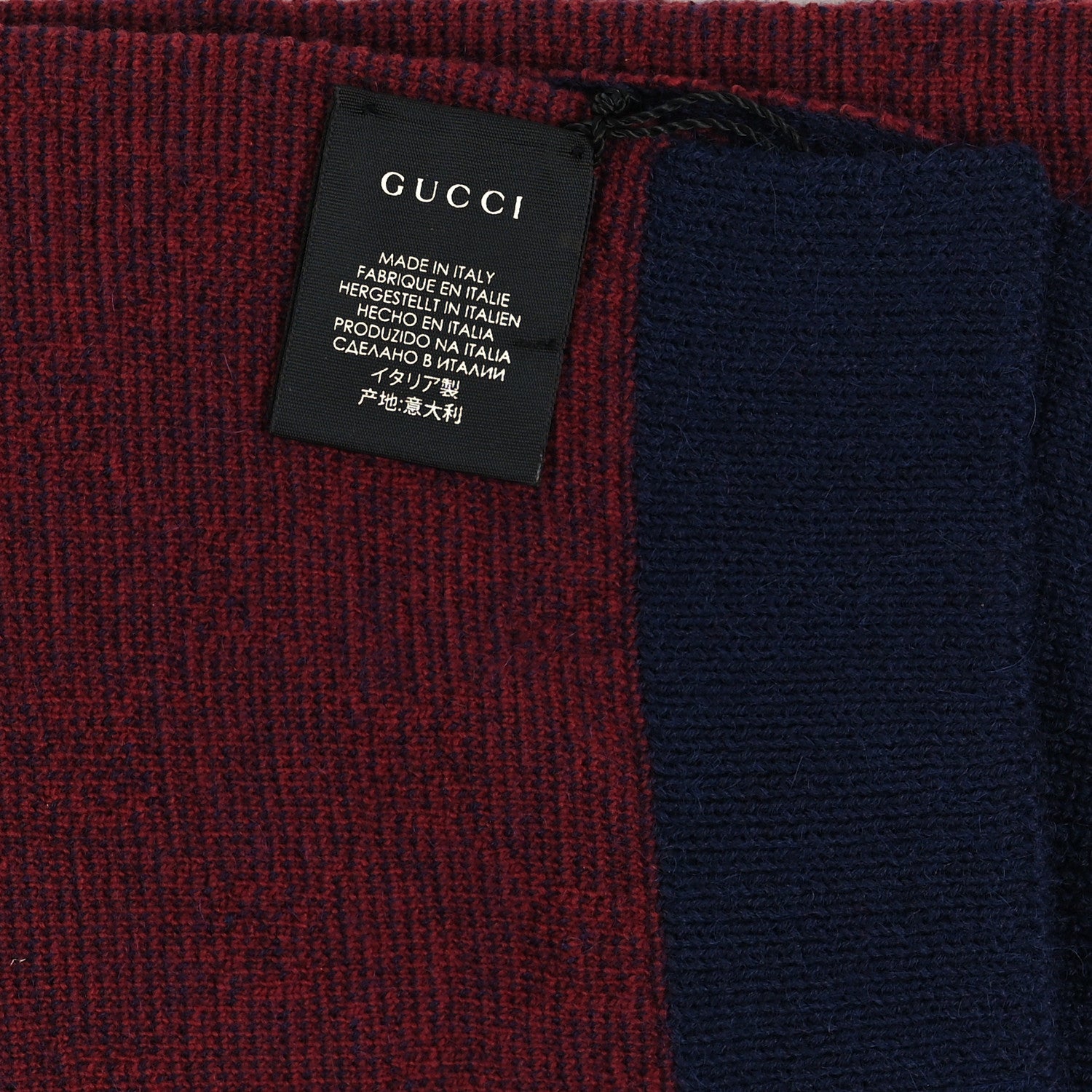 Gucci Alpaca Wool Knit GG Monogram Hog Scarf Navy Red 4 of 4