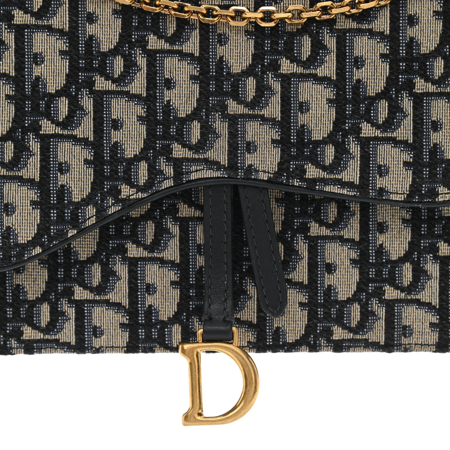 Christian Dior Oblique Saddle Chain Pouch Blue 6 of 7
