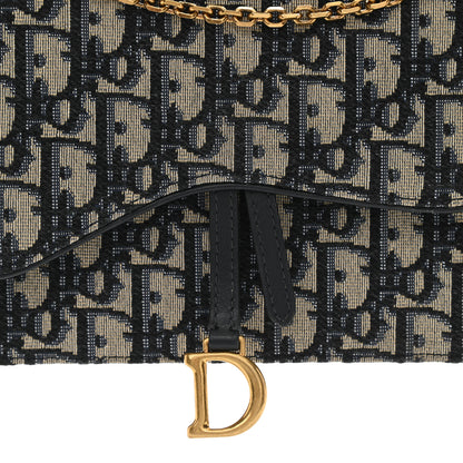 Christian Dior Oblique Saddle Chain Pouch Blue 6 of 7