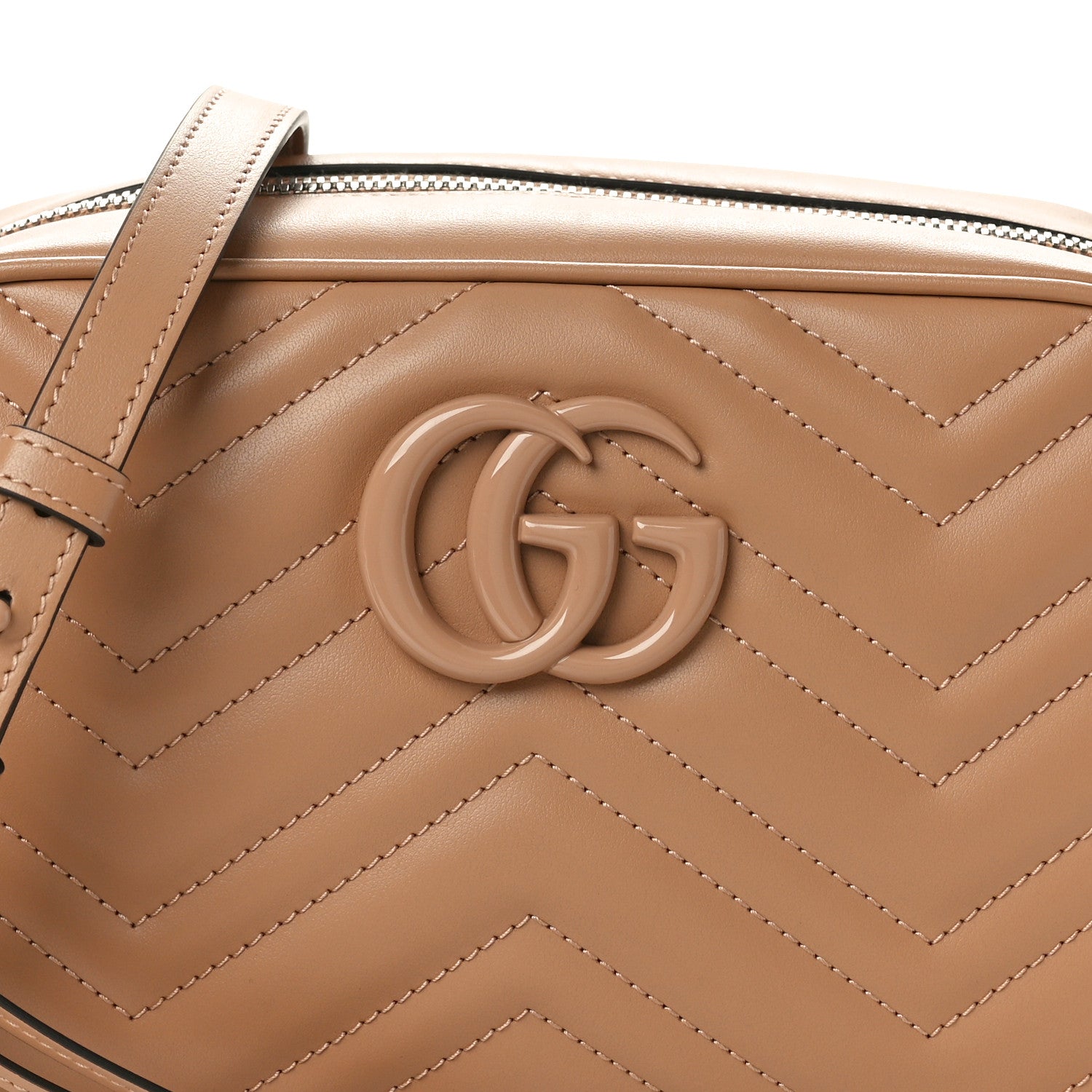 Gucci Calfskin Matelasse Monochrome Small GG Marmont Chain Shoulder Bag Camelia 8 of 10