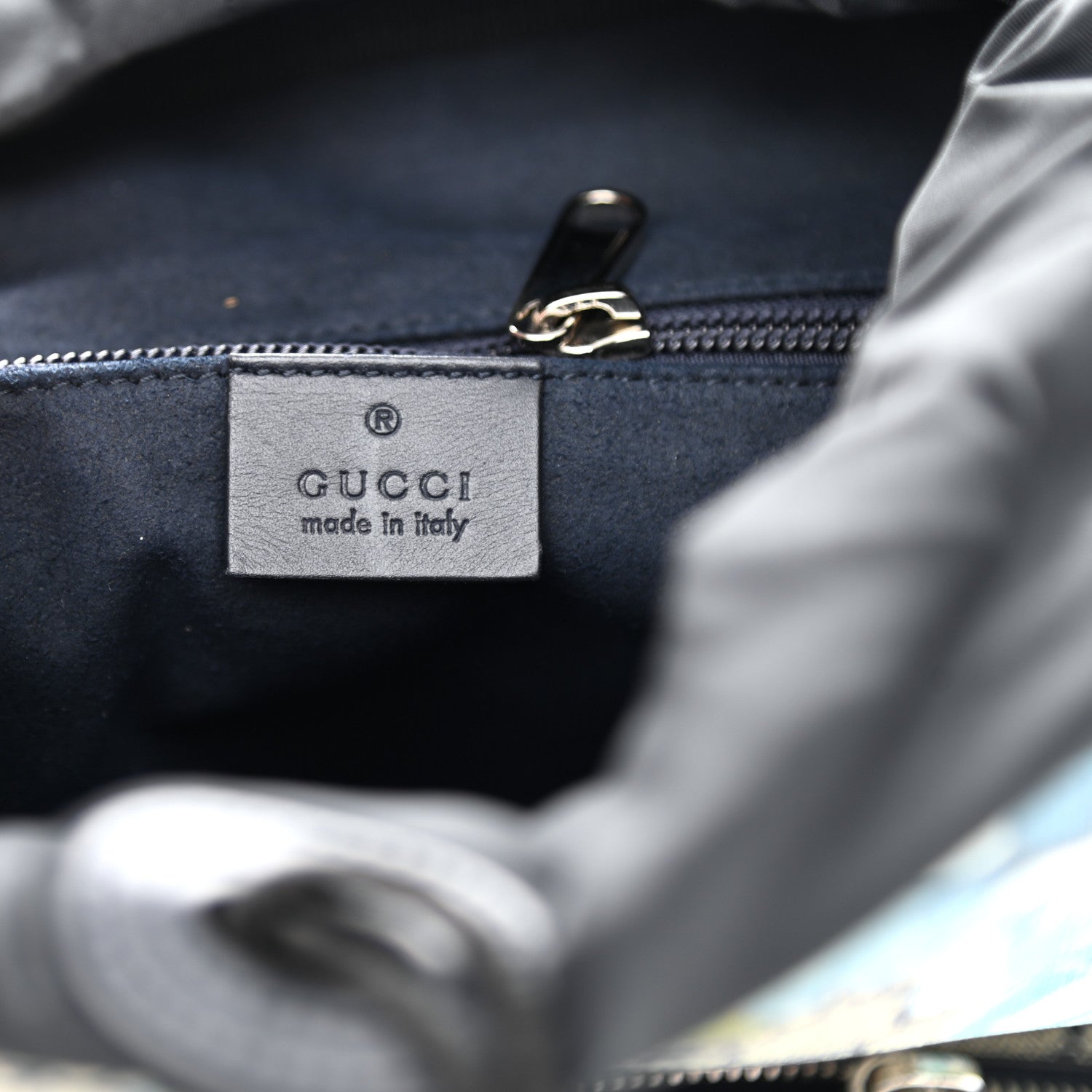 Gucci GG Supreme Monogram Blooms Medium Single Buckle Backpack Beige Blue Navy 6 of 11