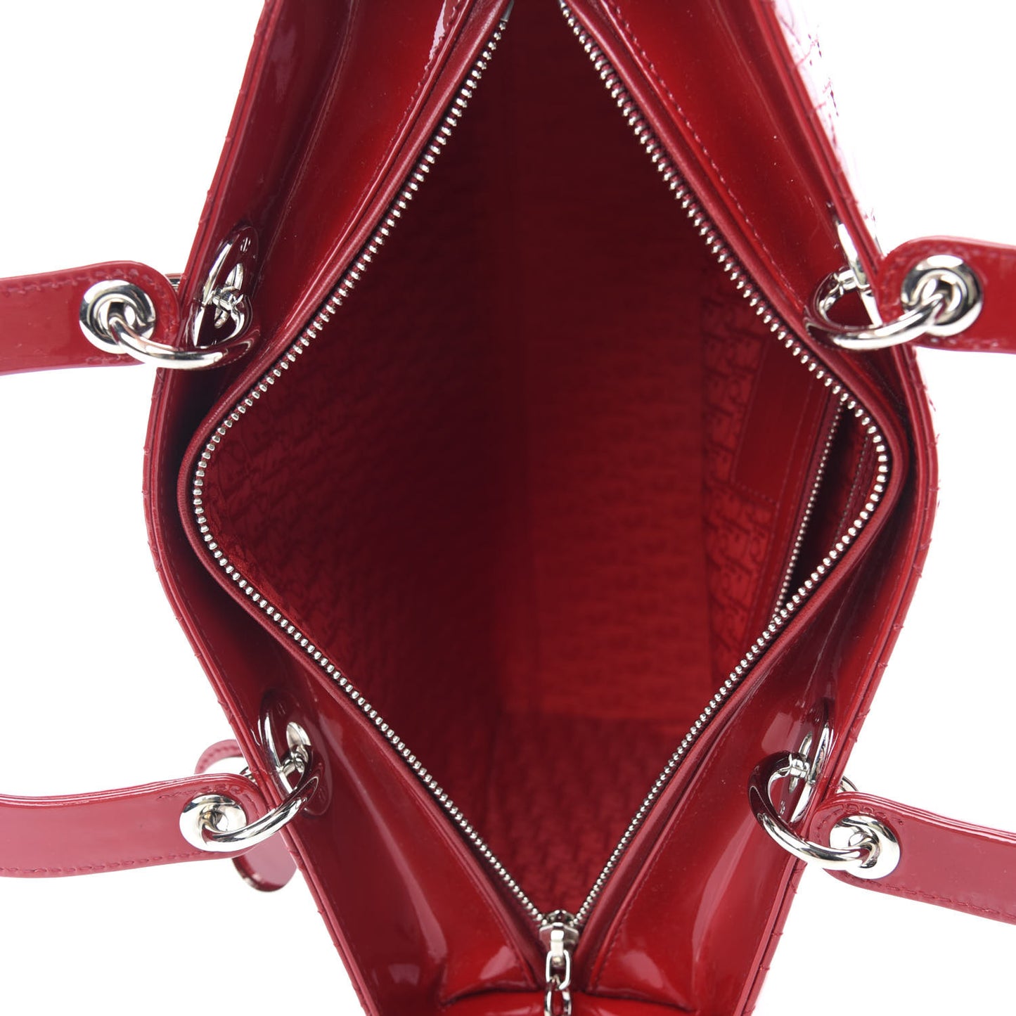 Patent Cannage Large Lady Dior Red