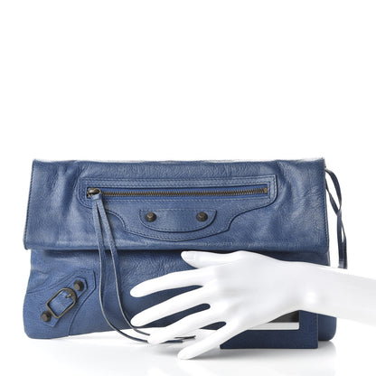 Balenciaga Agneau Classic Hardware Envelope Clutch Bleu Cobalt 2 of 10