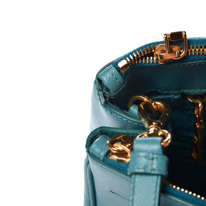 Prada Saffiano Galleria Small Double Zip Tote Turchese 11 of 11