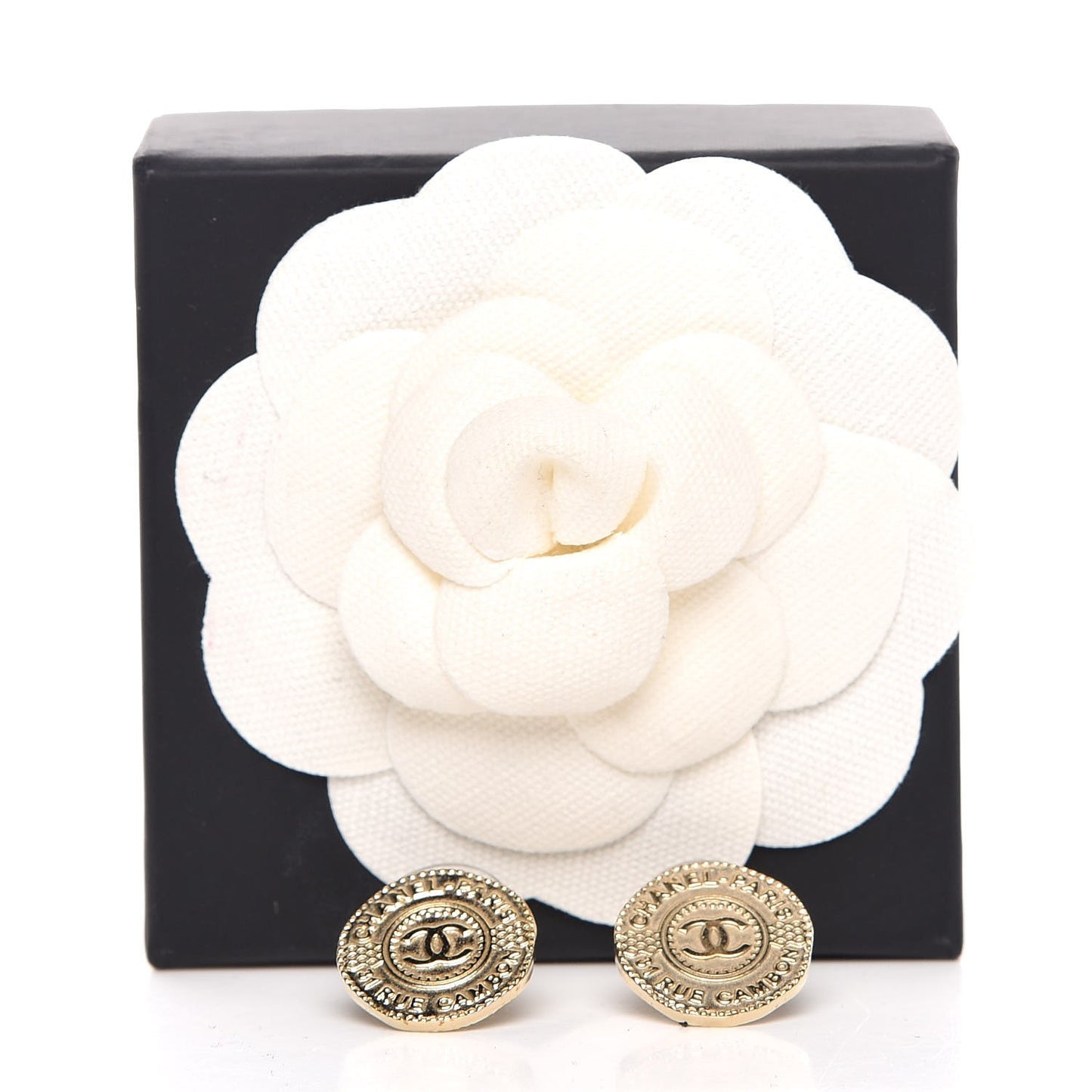 Metal CC Rue Cambon Round Earrings Gold