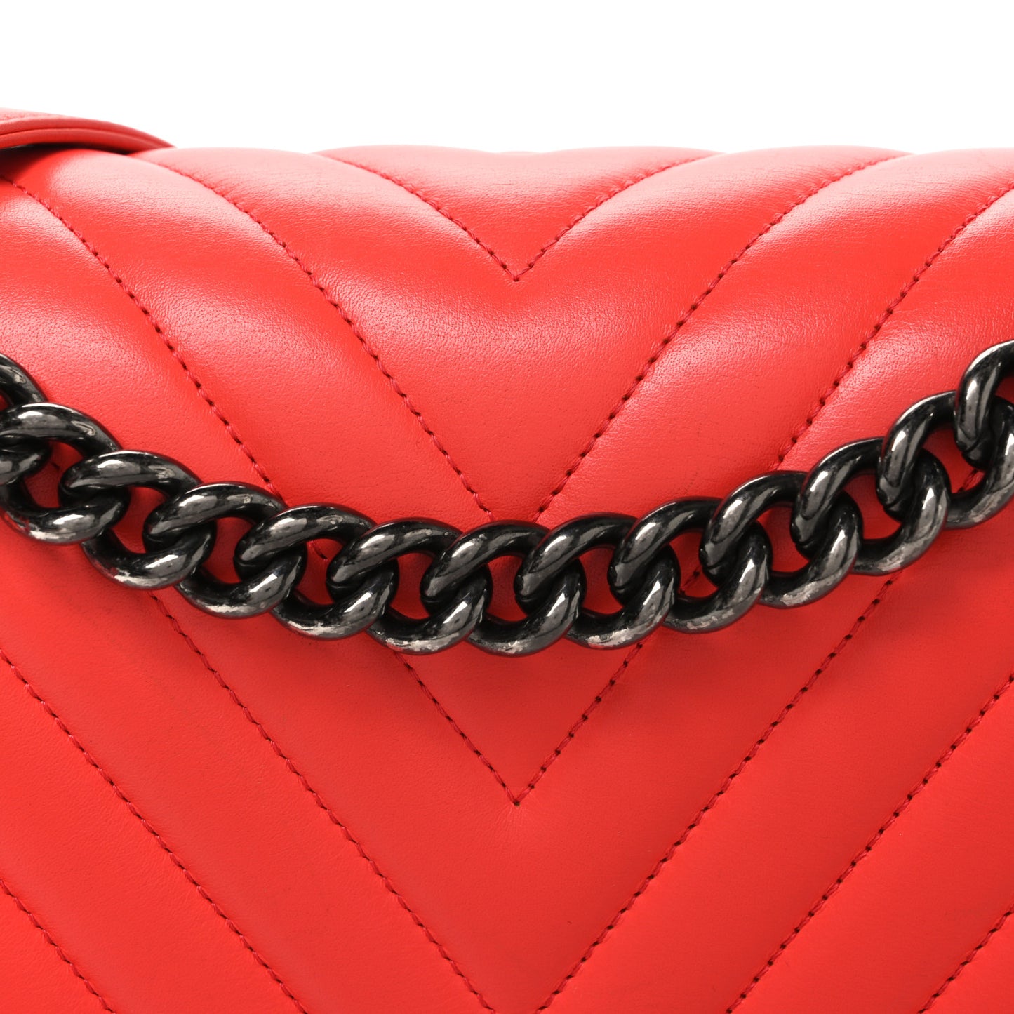 Lambskin Chevron Quilted Medium Boy Flap Orange