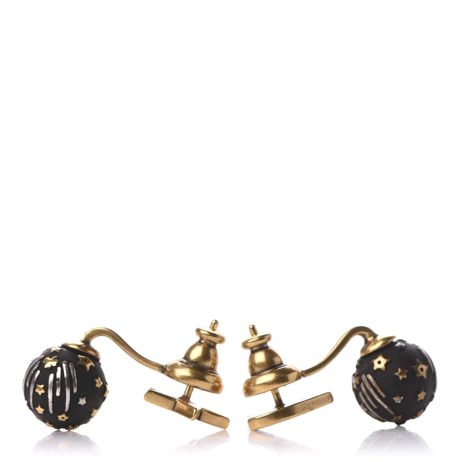 Christian Dior Metal Star Heart Earrings Black Gold 4 of 4