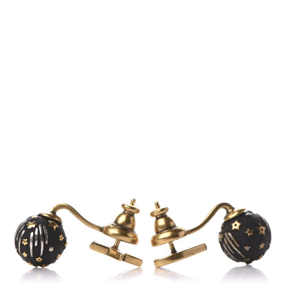 Christian Dior Metal Star Heart Earrings Black Gold 4 of 4