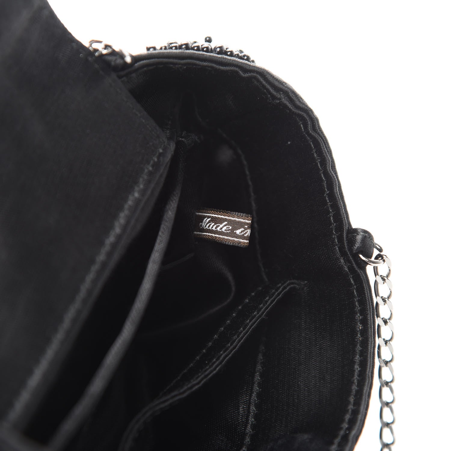 Chanel Satin Beaded CC Evening Bag Black 7 of 12