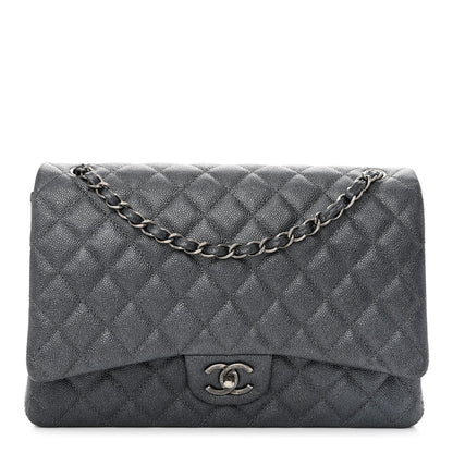 Chanel Metallic Caviar Quilted Maxi Double Flap Charcoal 1 of 11