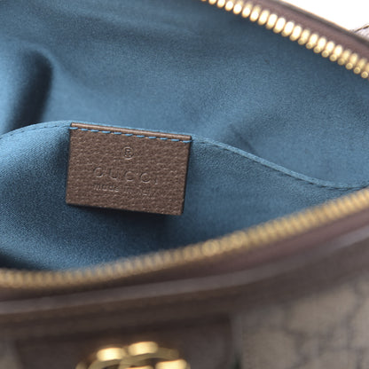 Gucci GG Supreme Monogram Textured Dollar Calfskin Web Small Ophidia Dome Shoulder Bag Beige Ebony New Acero 6 of 12