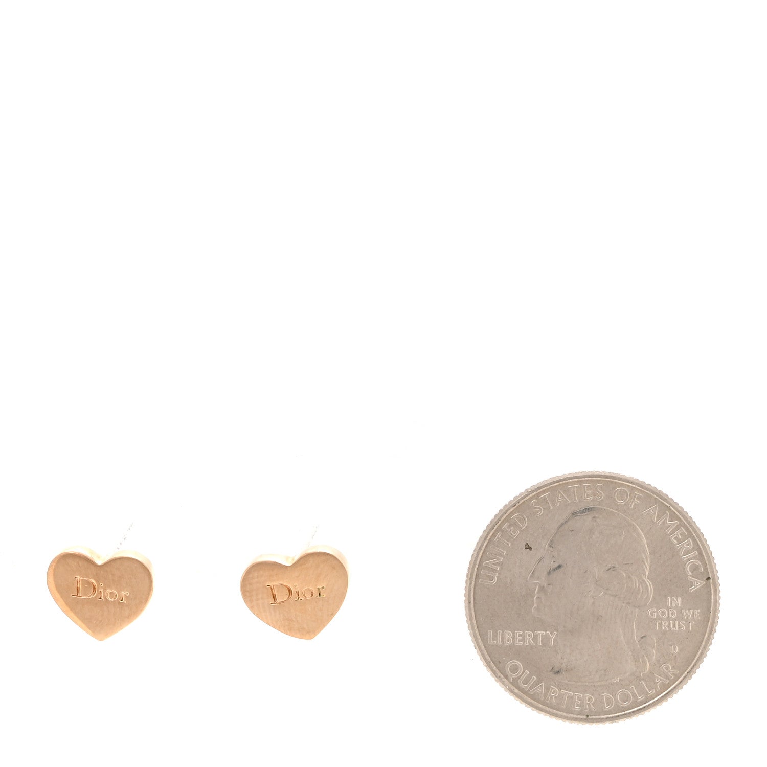 Christian Dior Metal Heart Logo Earrings Gold 2 of 4