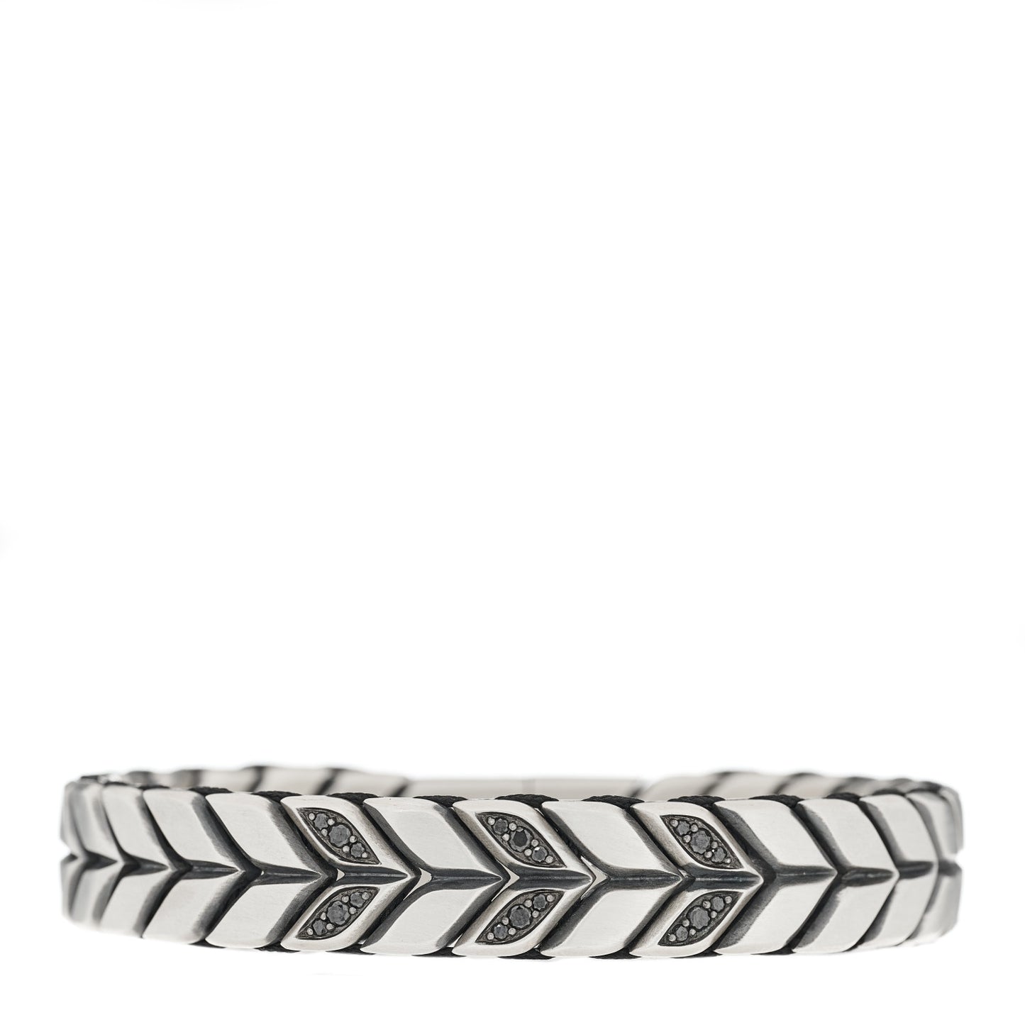 Sterling Silver Black Diamond Chevron Bracelet