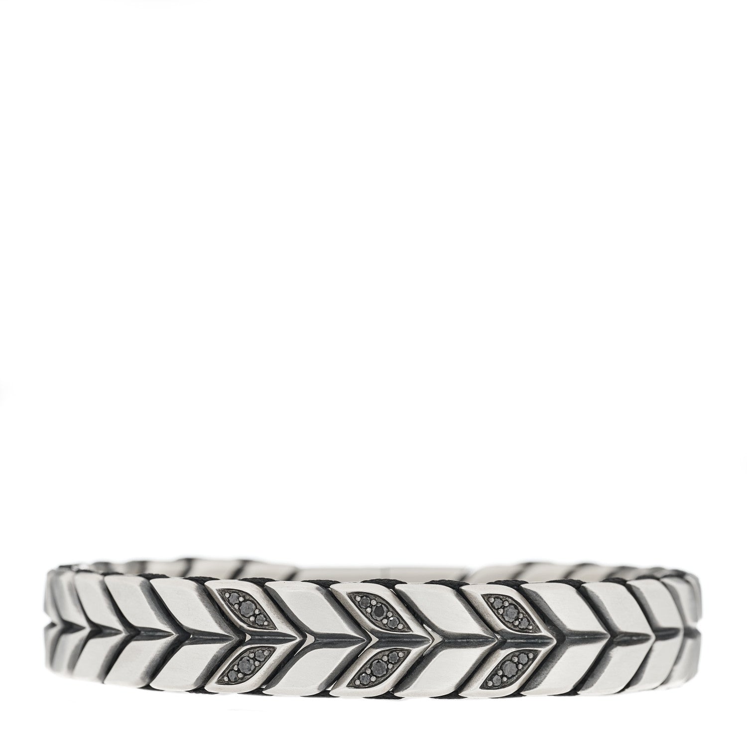 David Yurman Sterling Silver Black Diamond Chevron Bracelet 1 of 8