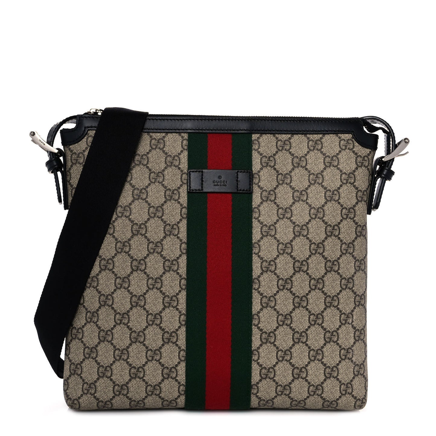GG Supreme Monogram Web Messenger Bag Black