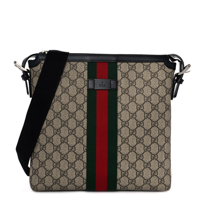 Gucci GG Supreme Monogram Web Messenger Bag Black 1 of 10