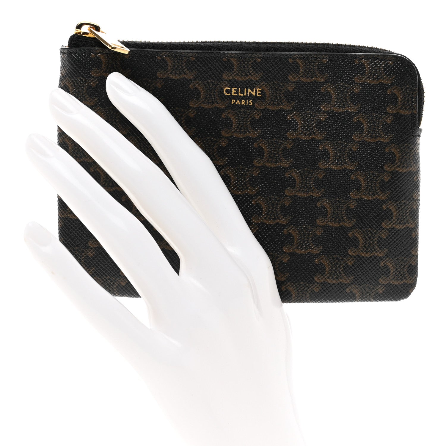 Celine Triomphe Canvas Coin and Card Pouch With Hook Black 2 of 6