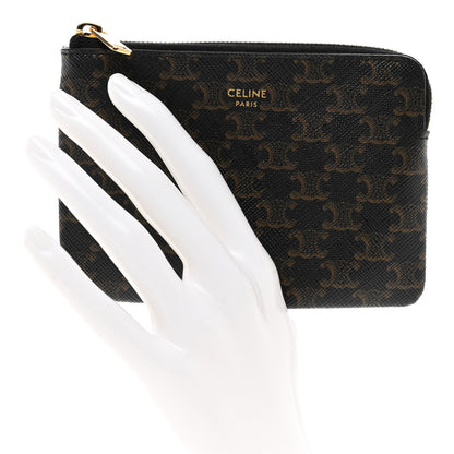 Celine Triomphe Canvas Coin and Card Pouch With Hook Black 2 of 6