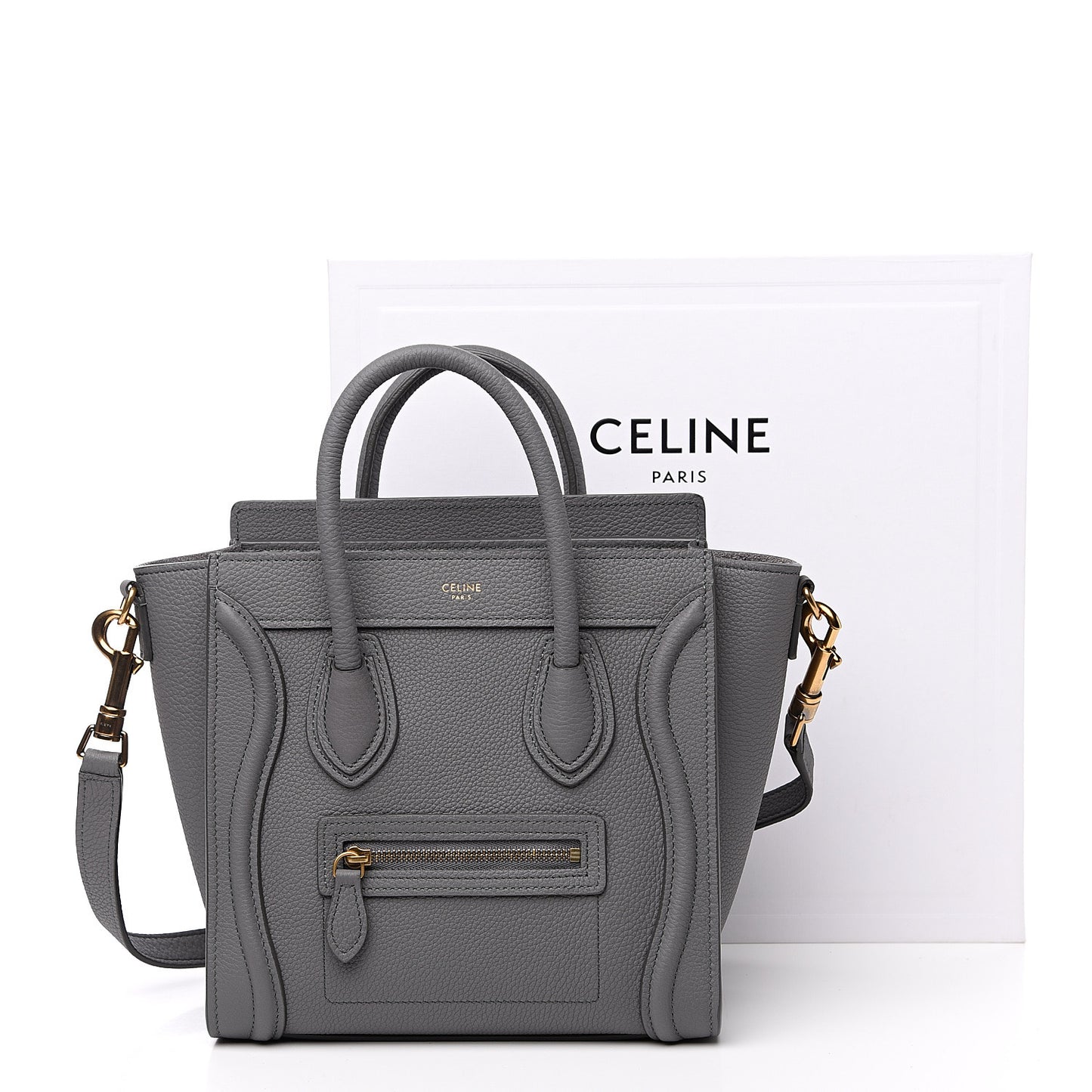 Drummed Calfskin Nano Luggage Kohl