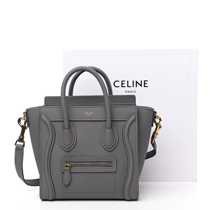 Celine Drummed Calfskin Nano Luggage Kohl 10 of 10