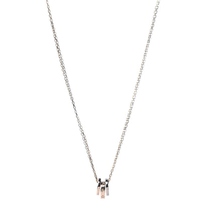 Cartier 18K White Pink Gold Diamond Three Ring LOVE Pendant Necklace 1 of 5