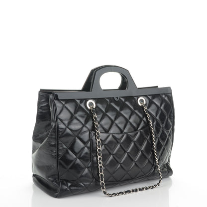Chanel Glazed Calfskin Large CC Delivery Tote Black 3 of 7