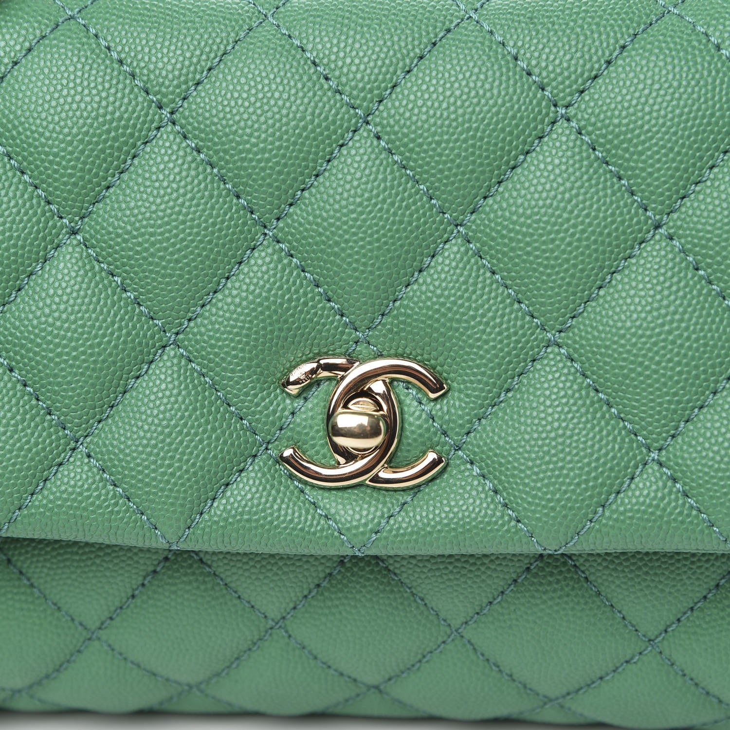 Chanel Caviar Quilted Mini Coco Handle Flap Green 8 of 11