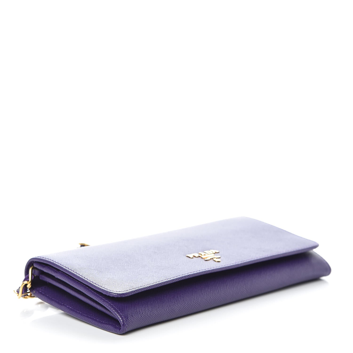 Prada Saffiano Metal Oro Chain Wallet Viola 4 of 11