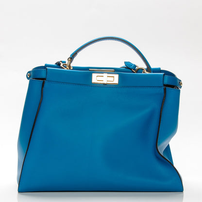 Fendi Vitello Seta Studded Monster Eyes Large Peekaboo Iconic Satchel Blue Royal Black Multicolor 8 of 8