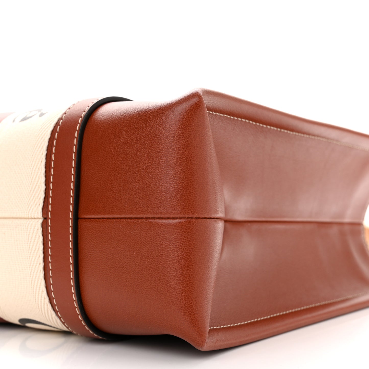 Calfskin Medium Woody Ribbon Tote Sepia Brown