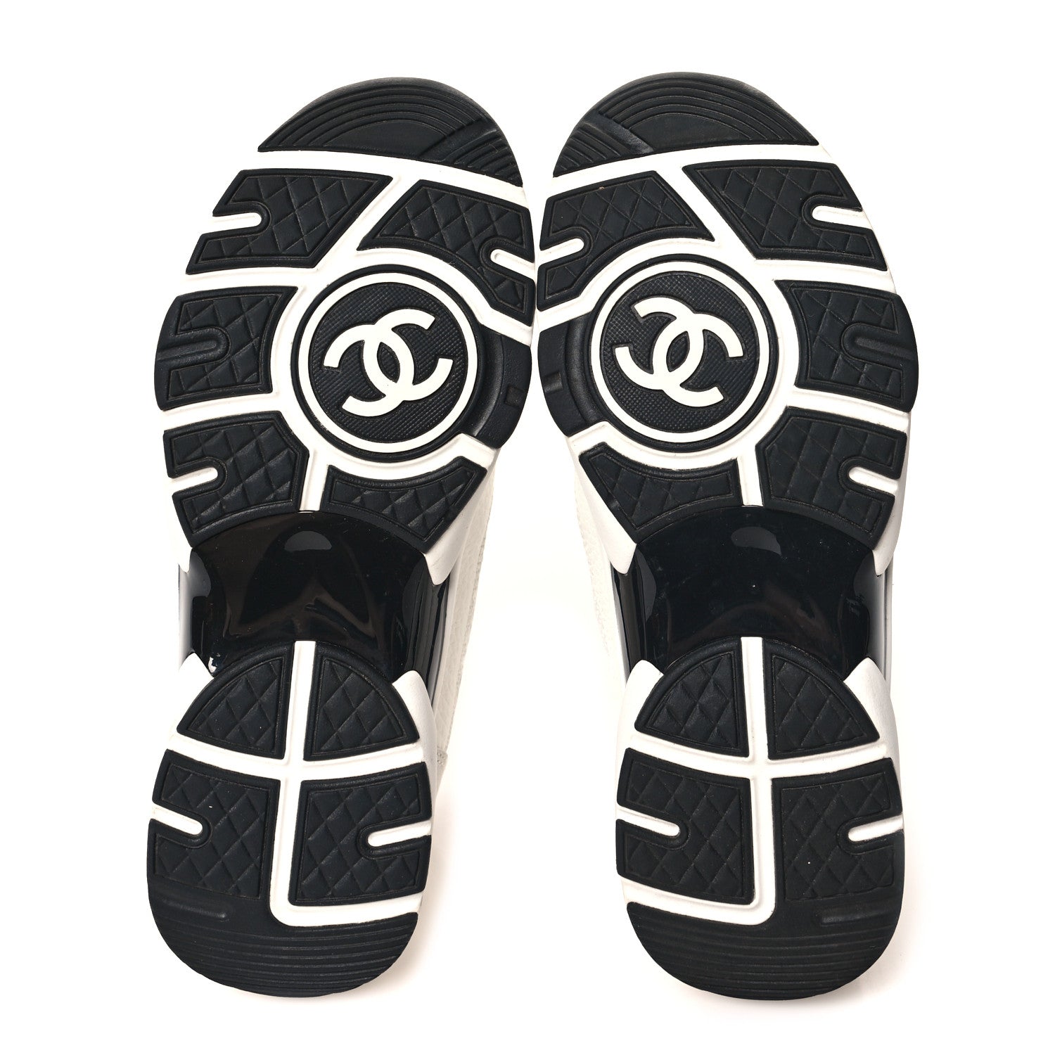 Chanel Mesh Suede Calfskin Grained Calfskin Womens CC Sneakers 37 White Black 5 of 8