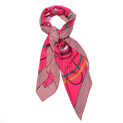 Hermes Cashmere Silk Fouets et Badines Shawl 140 Rose Indien Vert Bordeaux 1 of 7