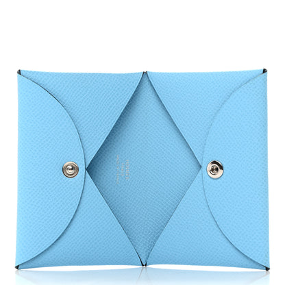 Hermes Epsom Calvi Card Case Celeste 5 of 8
