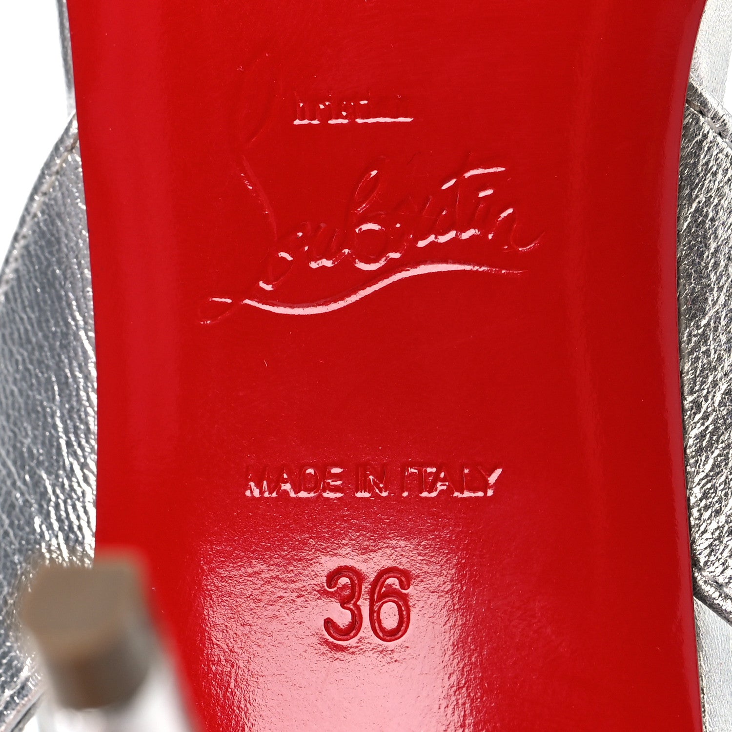 Christian Louboutin Kid Laminato Mariza 85 Sandals 36 Silver 7 of 9