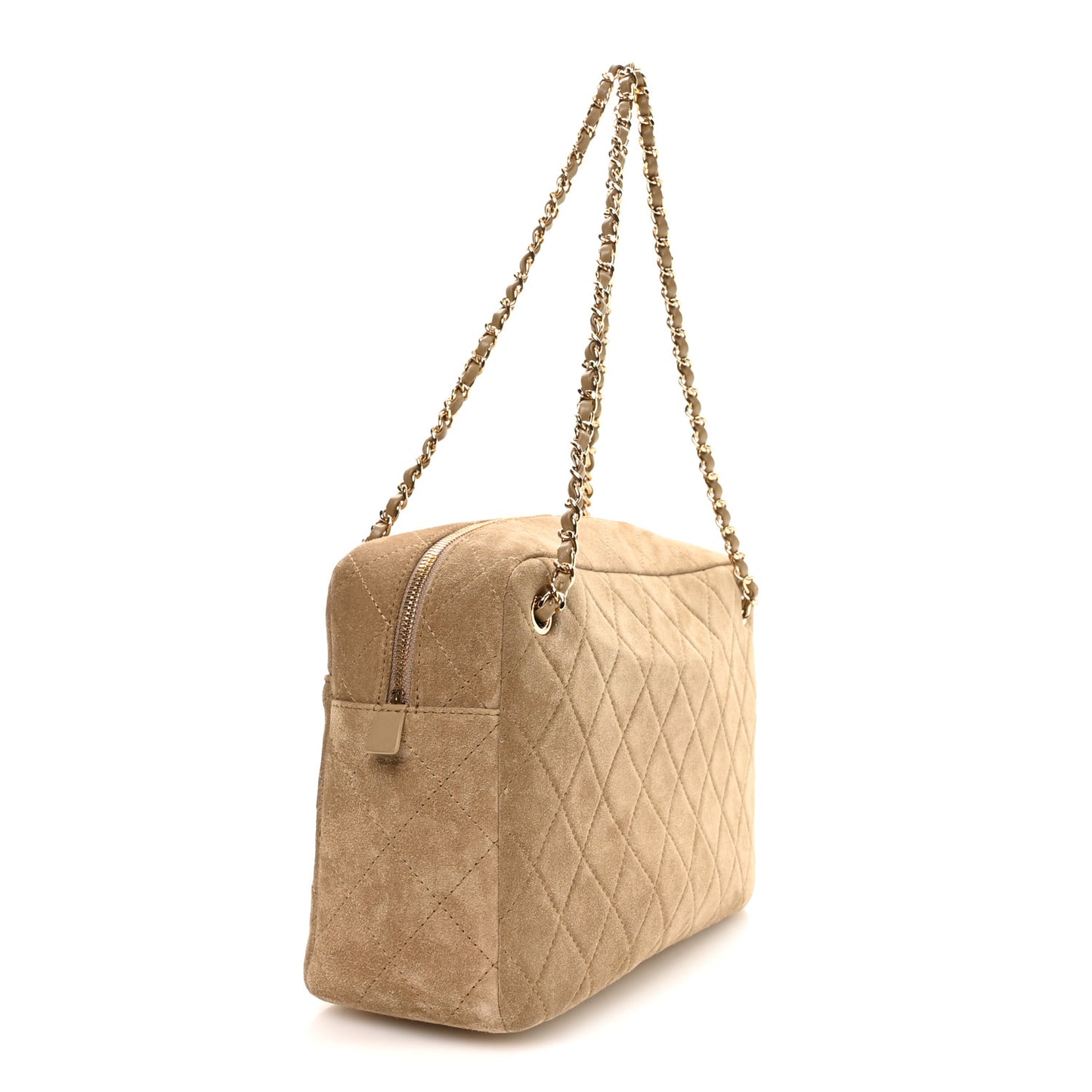 Suede Calfskin Quilted Camerissimo Case Beige