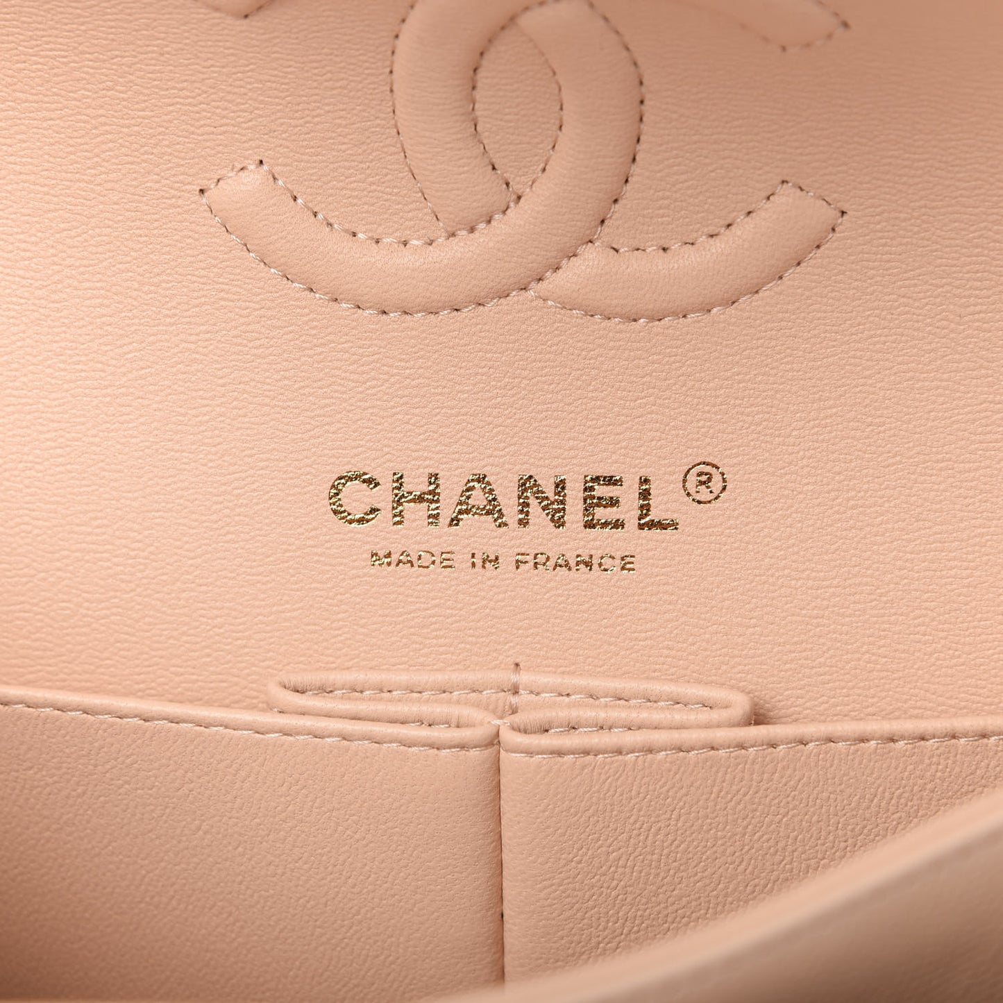 Caviar Chevron Quilted Small Double Flap Beige