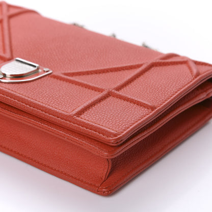 Christian Dior Grained Calfskin Diorama Wallet on Chain Pouch Red 7 of 13