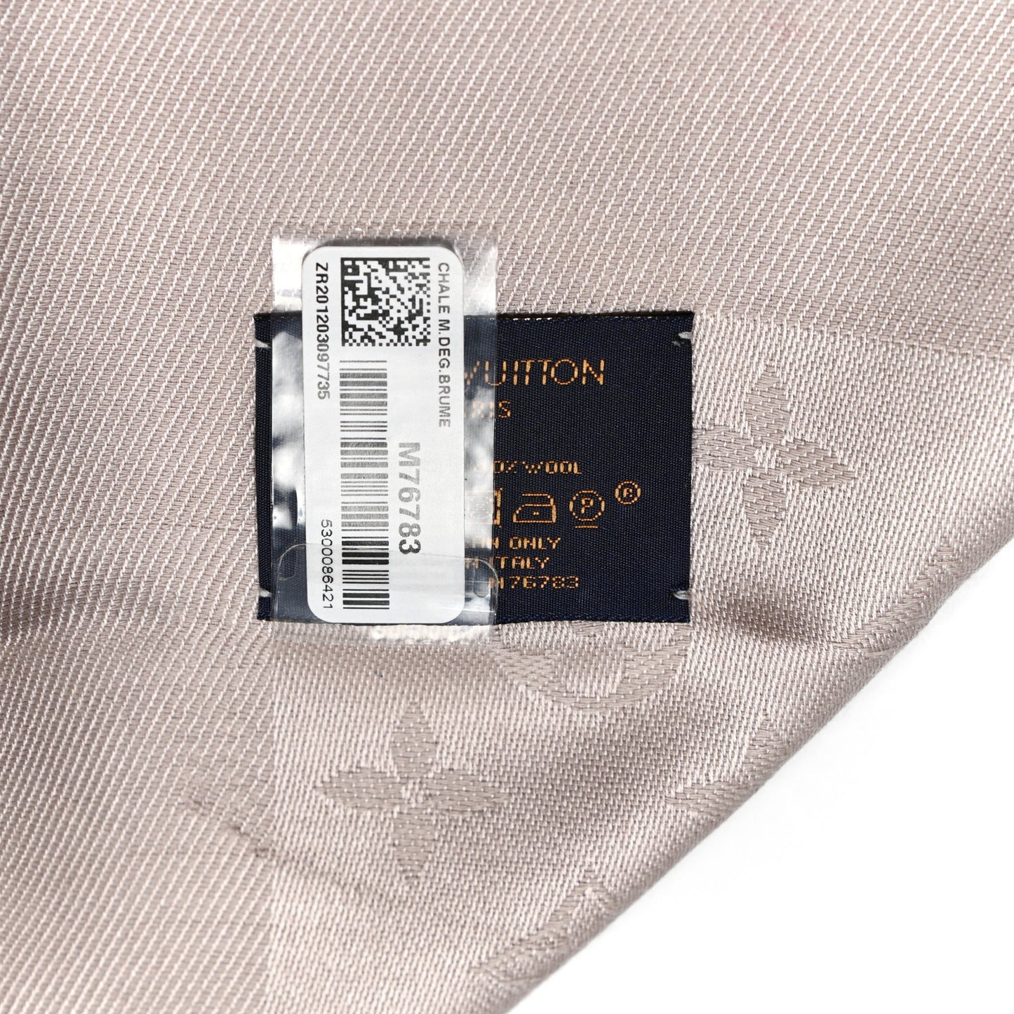 Wool Silk Gradient Monogram Shawl Sable Beige
