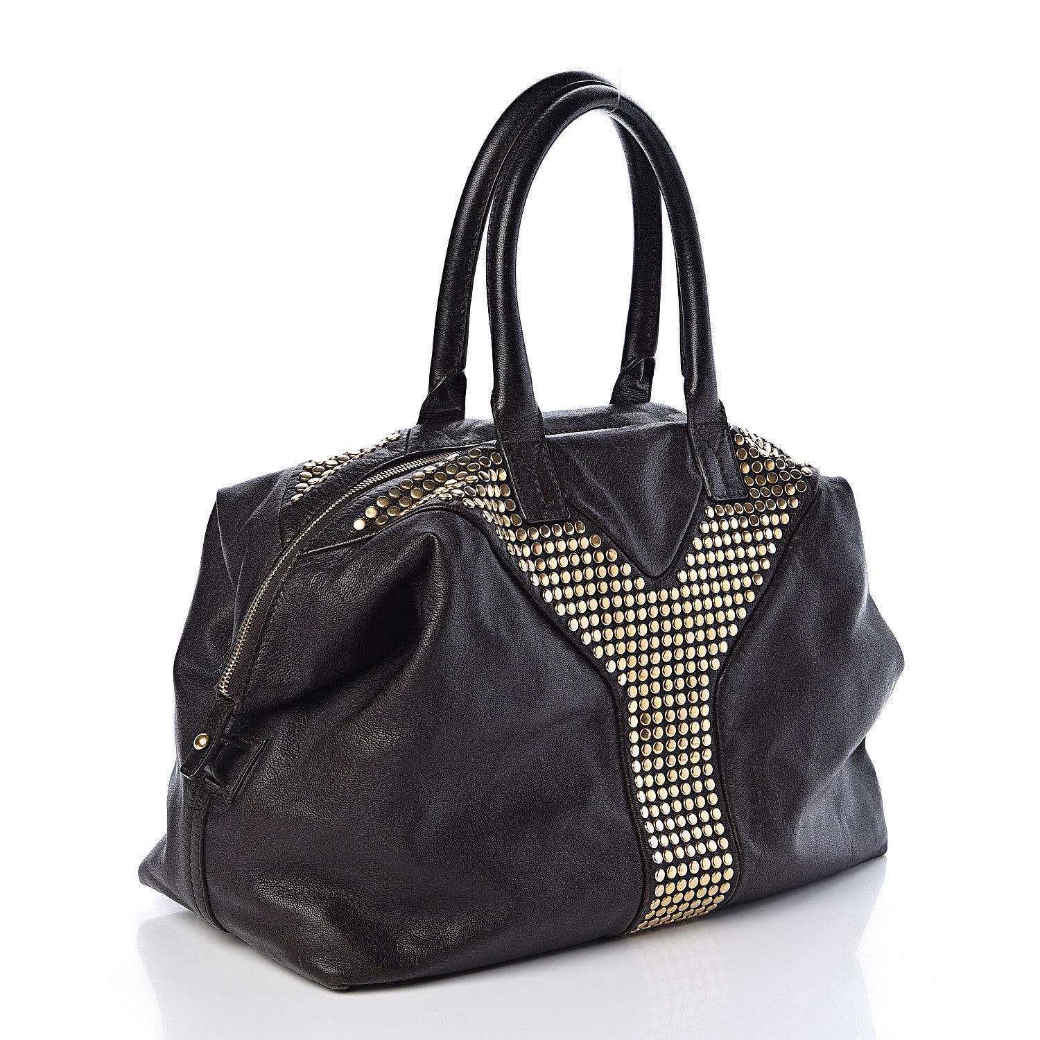 Saint Laurent Chevre Studded Large Rock Stud Easy Y Dark Brown 3 of 10