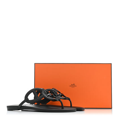 Hermes Rubber Womens Egerie Sandals 37 Black 9 of 9