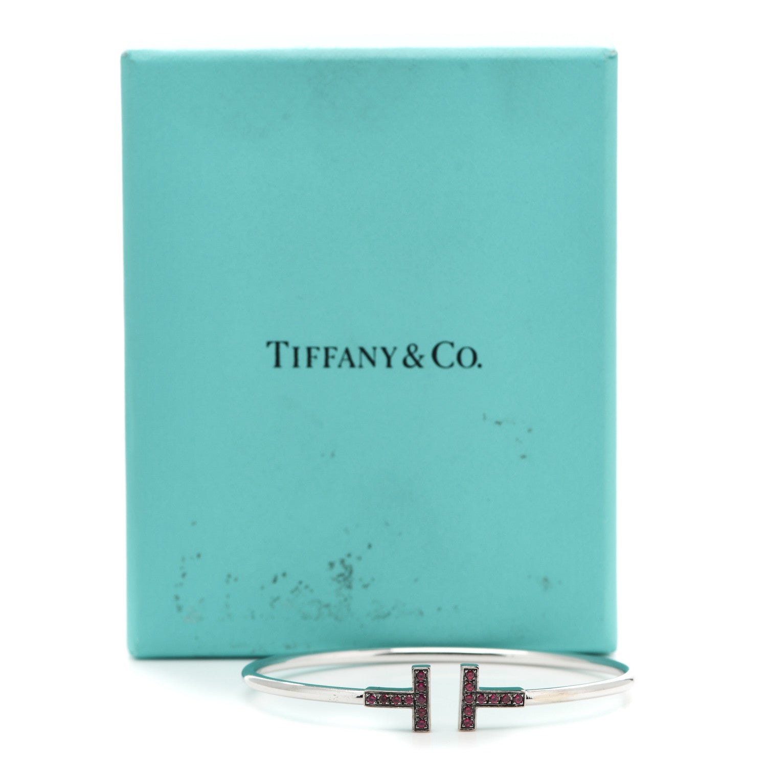 Tiffany 18K White Gold Ruby T Wire Bracelet 5 of 5