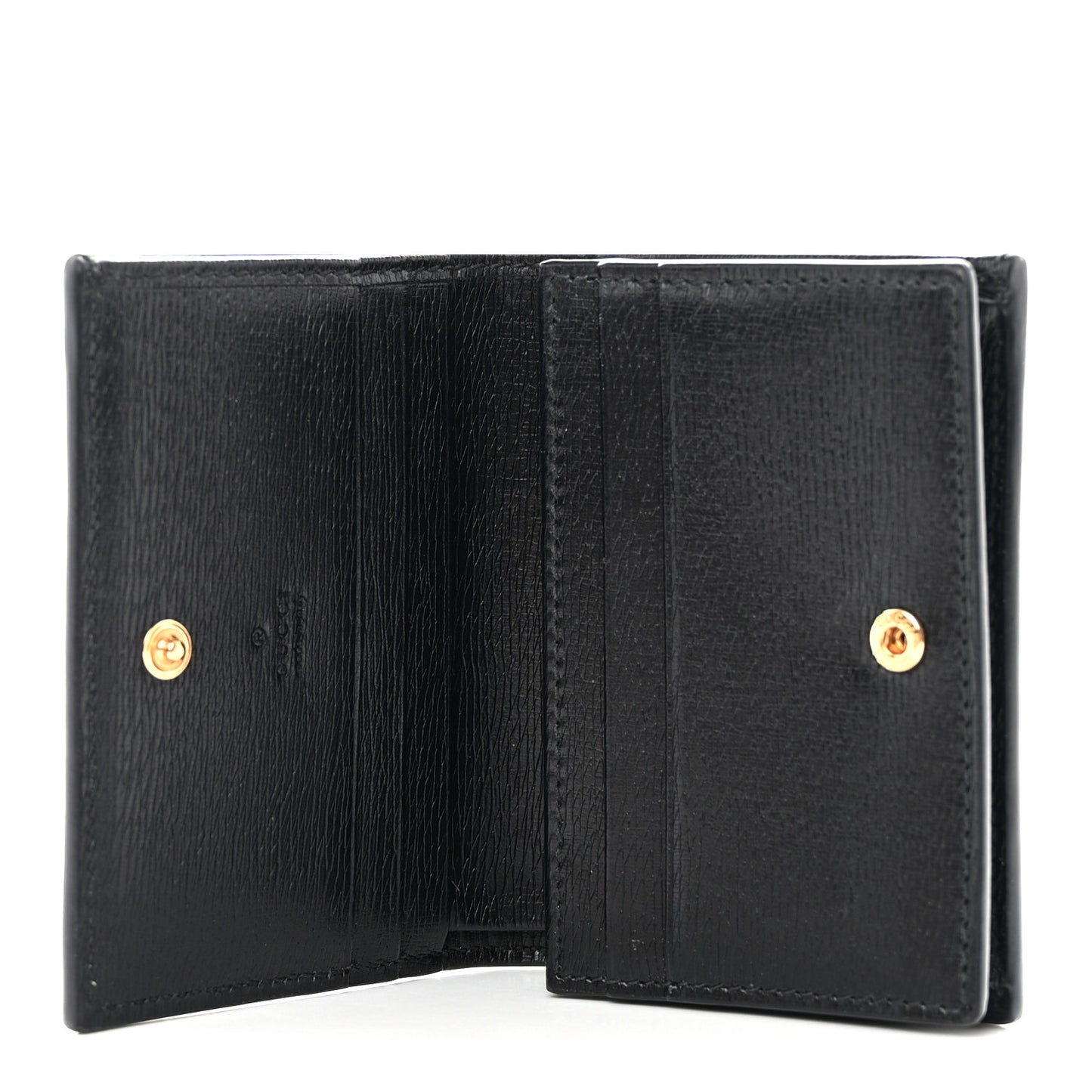 Textured Calfskin Double G Strawberry Card Case Black White